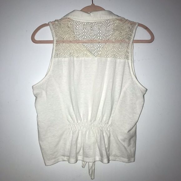 Joe Boxer White Crochet Button Up Crop Top Small S - Picture 5 of 11